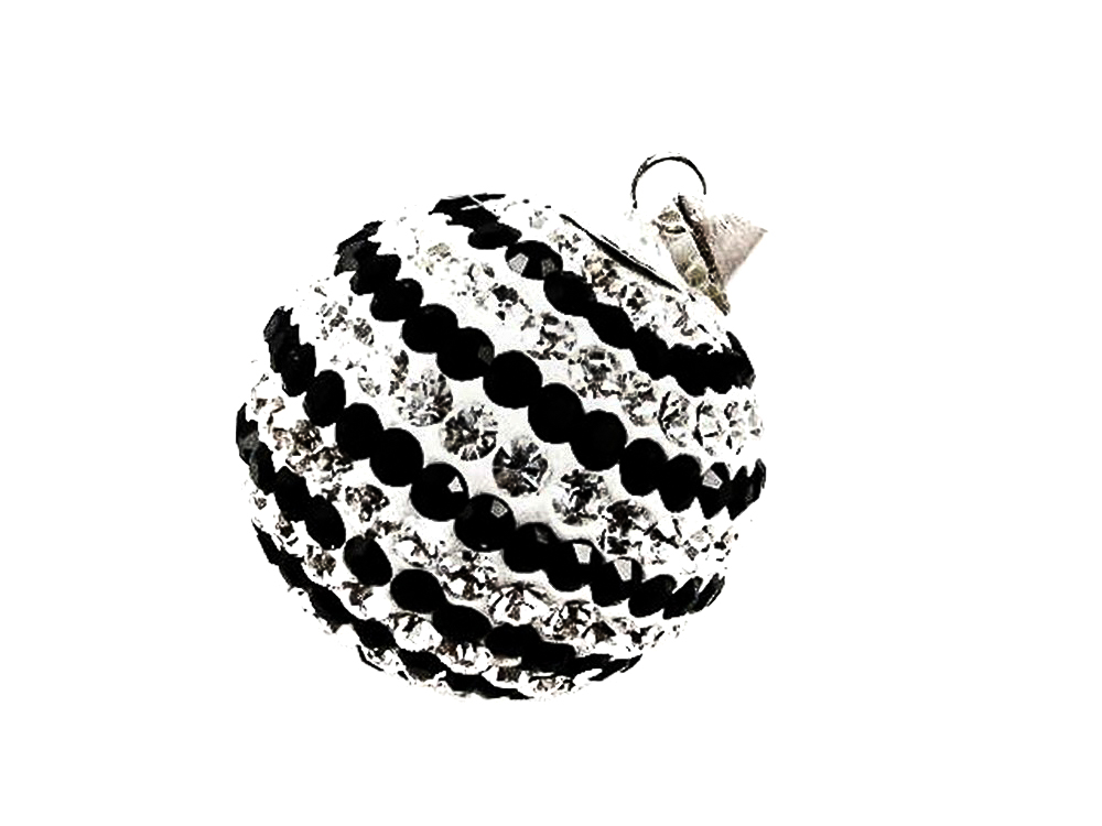 Colgante de Plata y Cristal listado 20 Mm.Negro y blanco