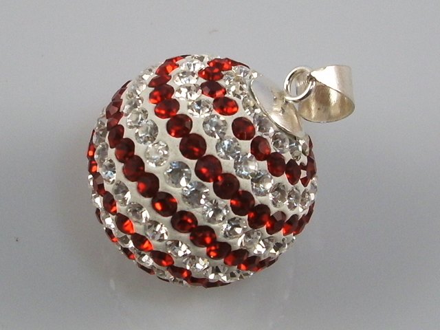 Llamador de Angel Plata y Cristal listado 20 Mm.Rojo y blanco