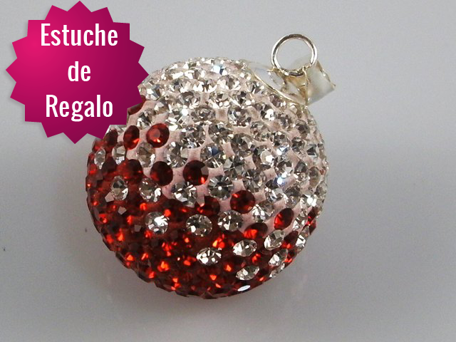 Llamador de Angel en Plata y Cristal combinado Rojo y blanco 22