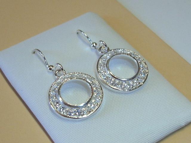 Pendientes de Plata de Ley rueda con Circonitas blancas