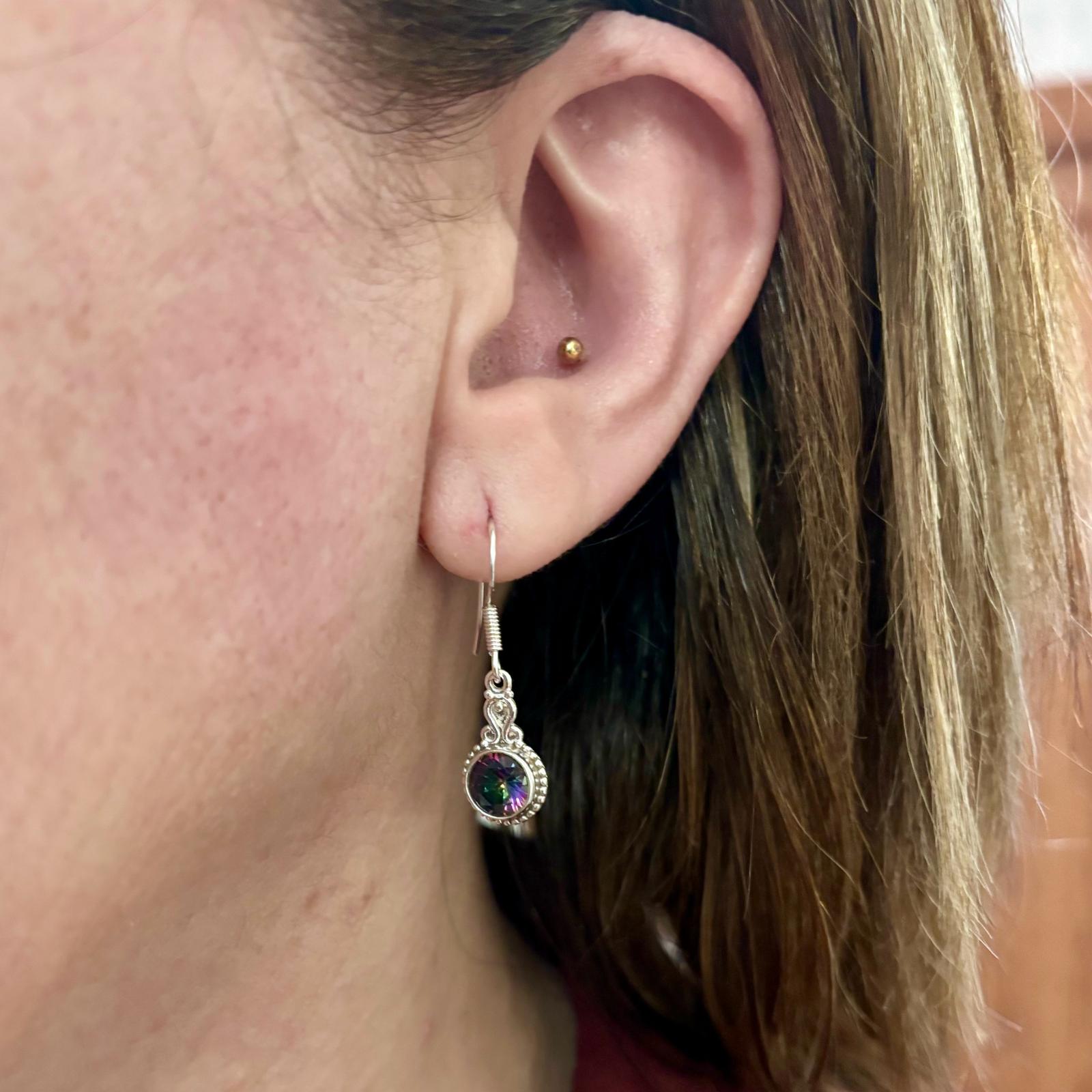 Pendientes de Plata de ley con piedra Topacio Místico