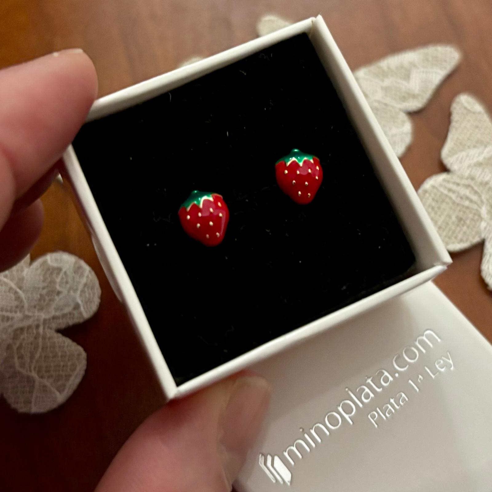 Pendientes fresas de Plata de ley chapada dorada con tuerca rosca bebé 2