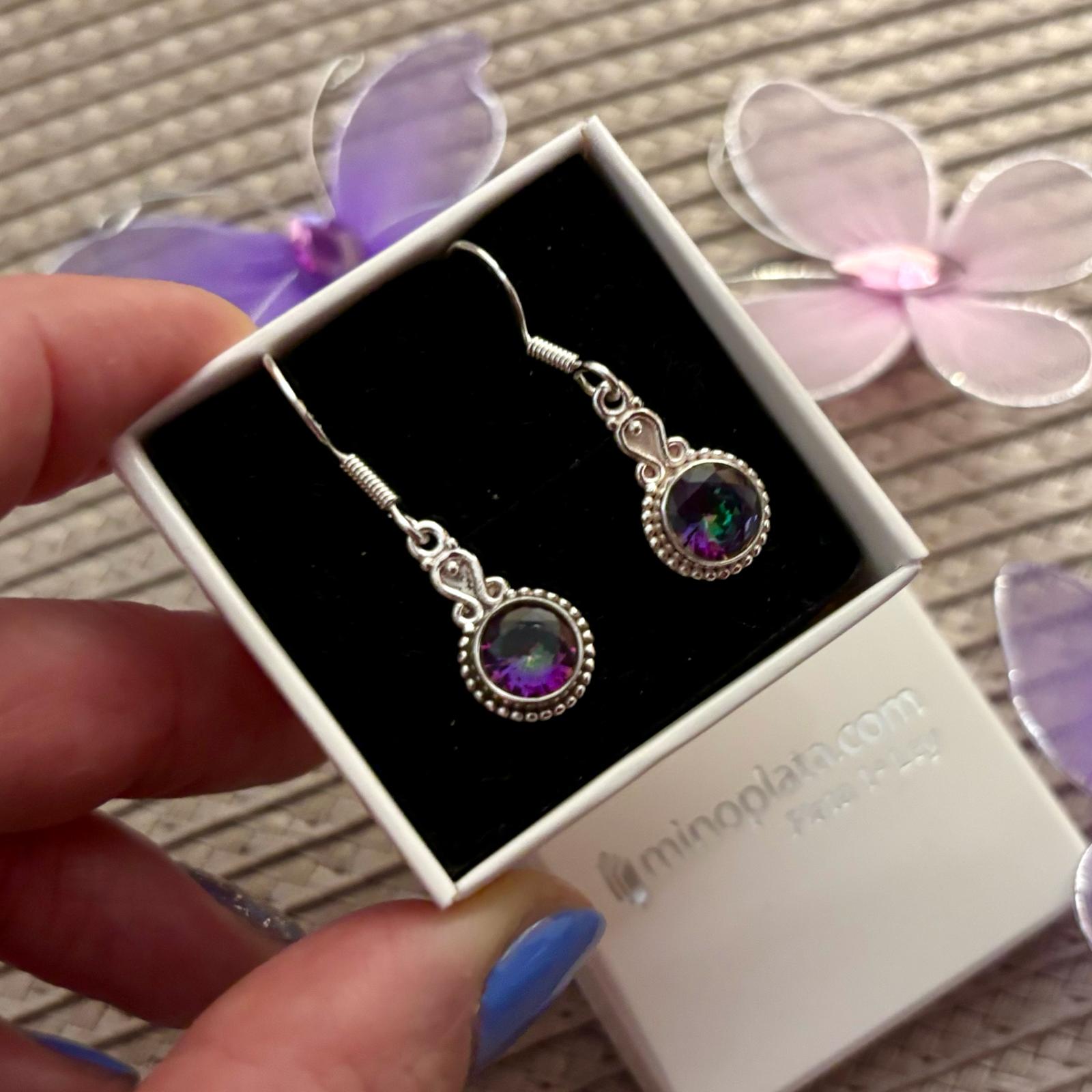 Pendientes de Plata de ley con piedra Topacio Místico 2