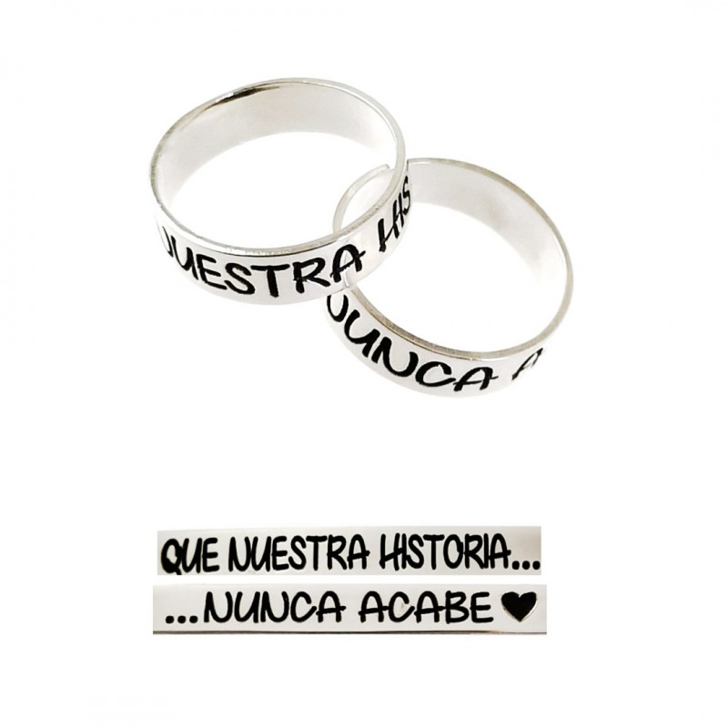 Pareja de abalorio enamorados de Plata con frase grabada o lisos