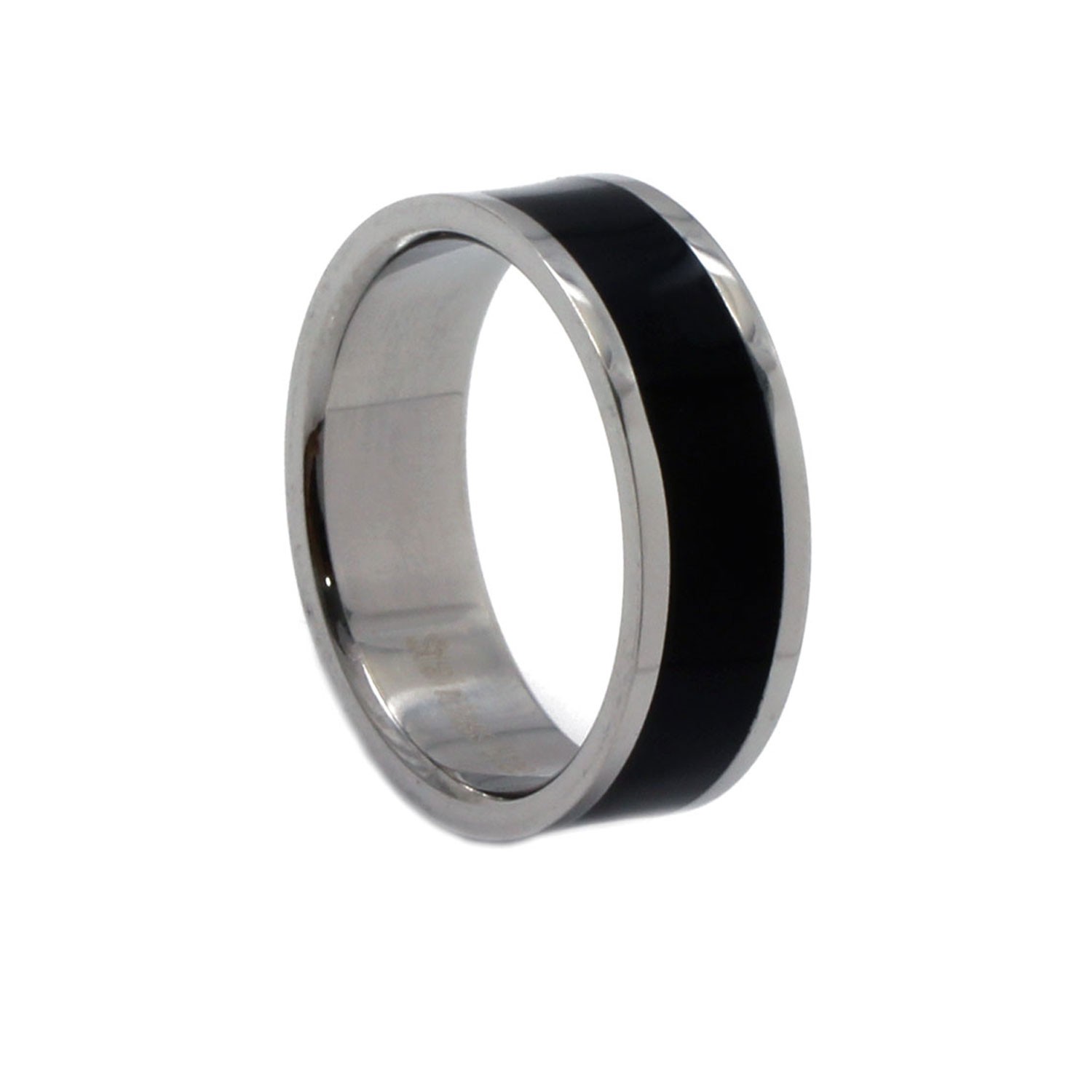 Anillo de Acero y Esmalte Negro