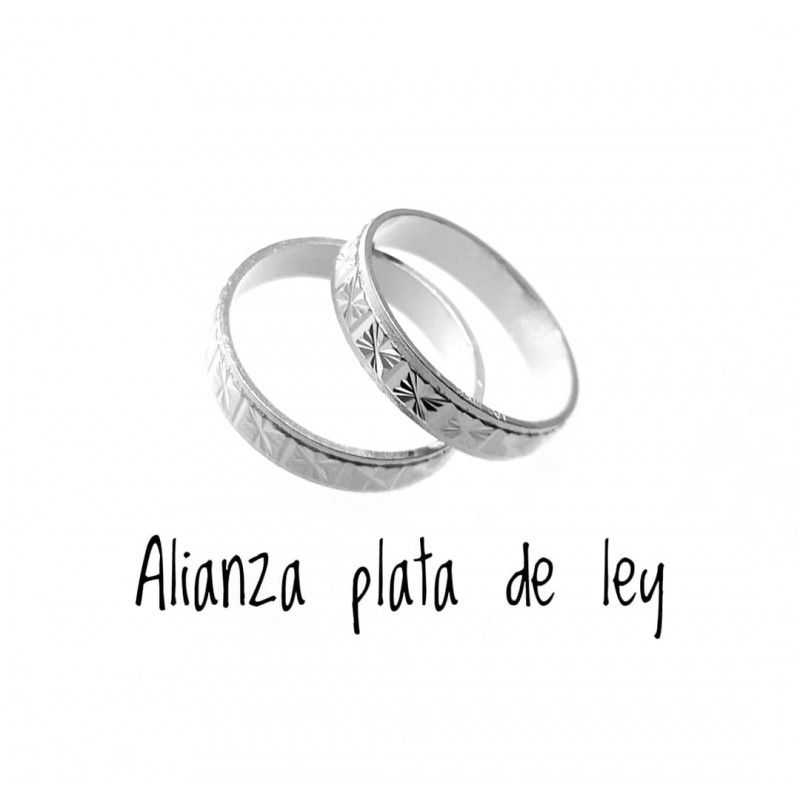 Alianza plana tallada de Plata de ley 4 Mm._1