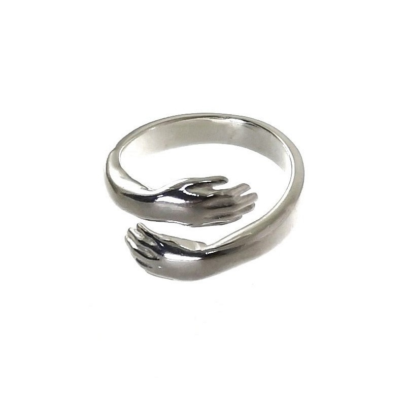 Sortija unisex ajustable abrazo de Plata de ley