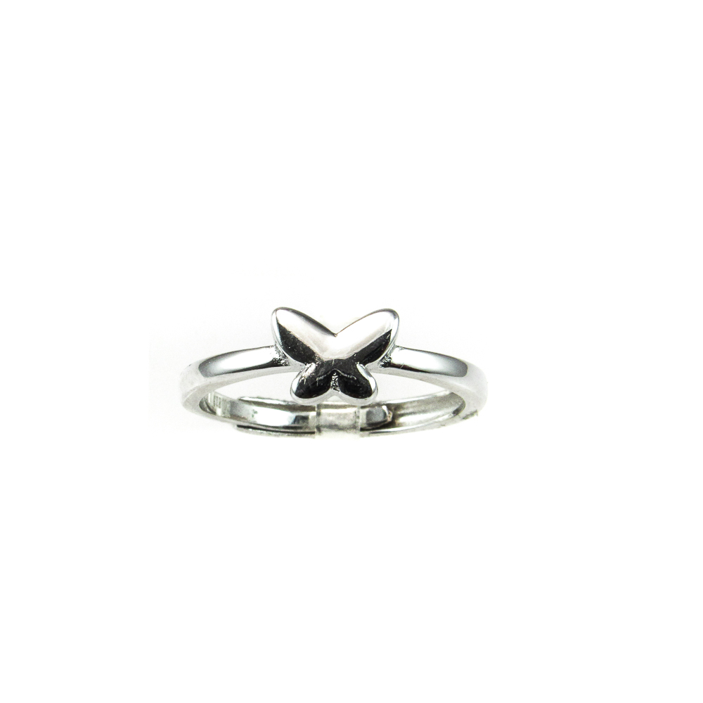 Anillo mariposa ajustable de Plata de ley rodiada 1