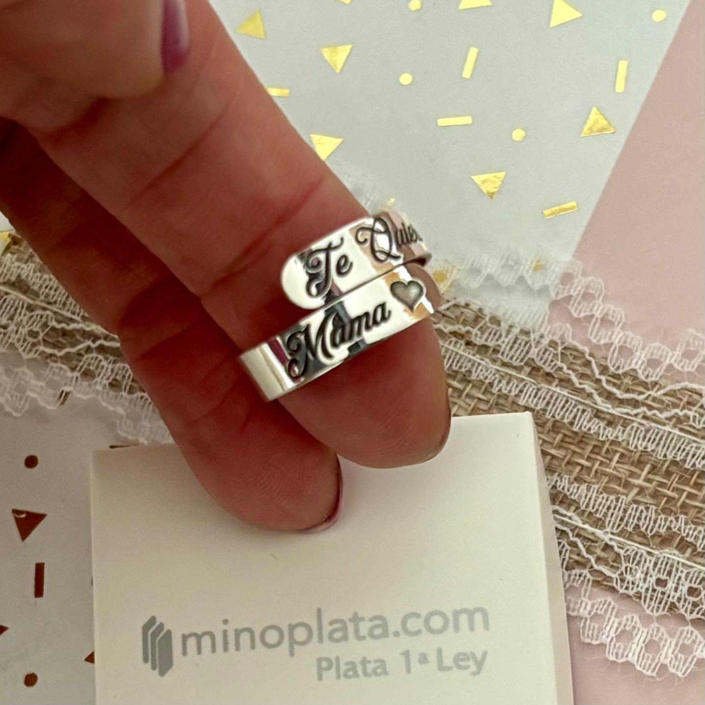 Anillo cruzado de Plata de ley Te quiero mamá_1