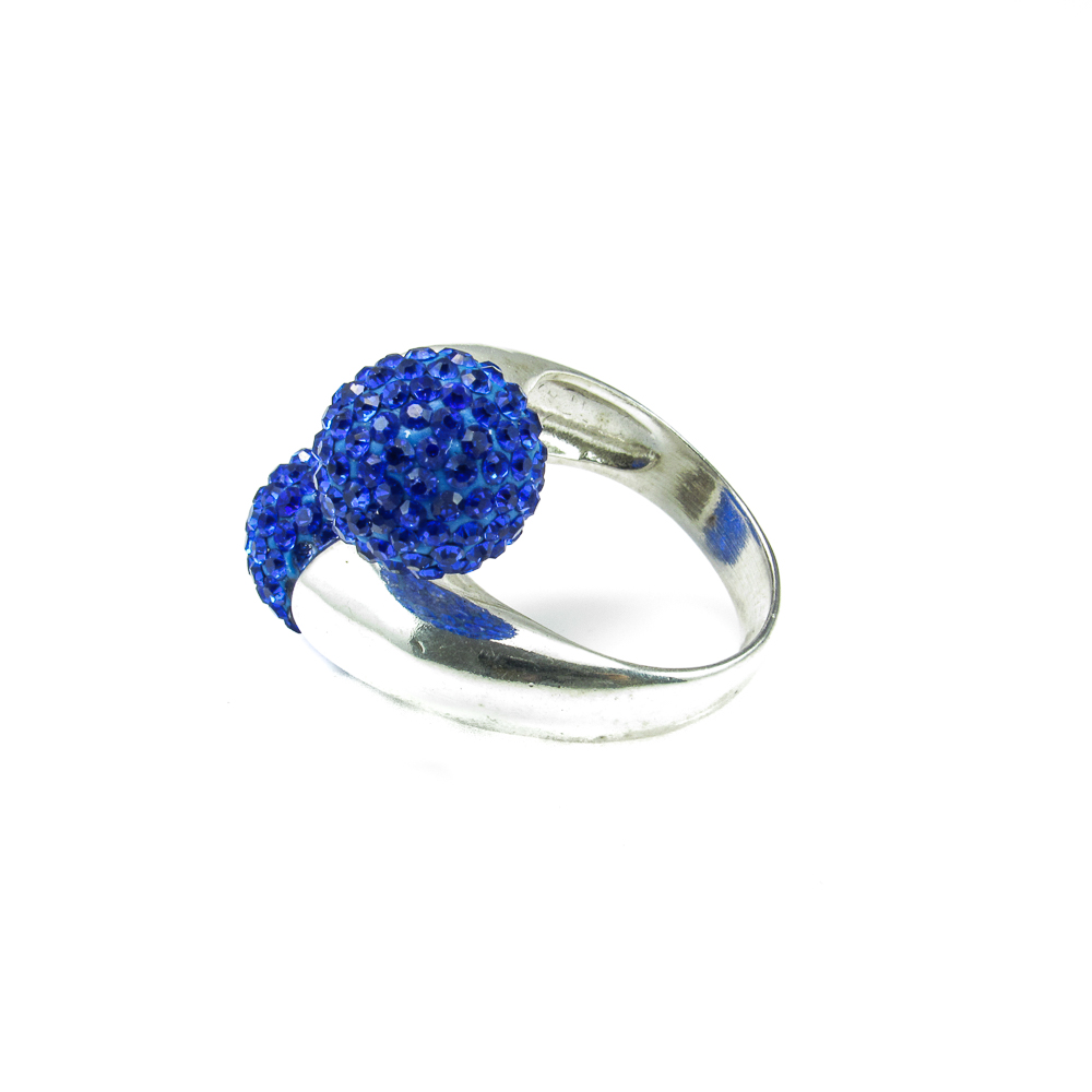 Sortija de Plata de Ley con bolas de cristal Azules 1