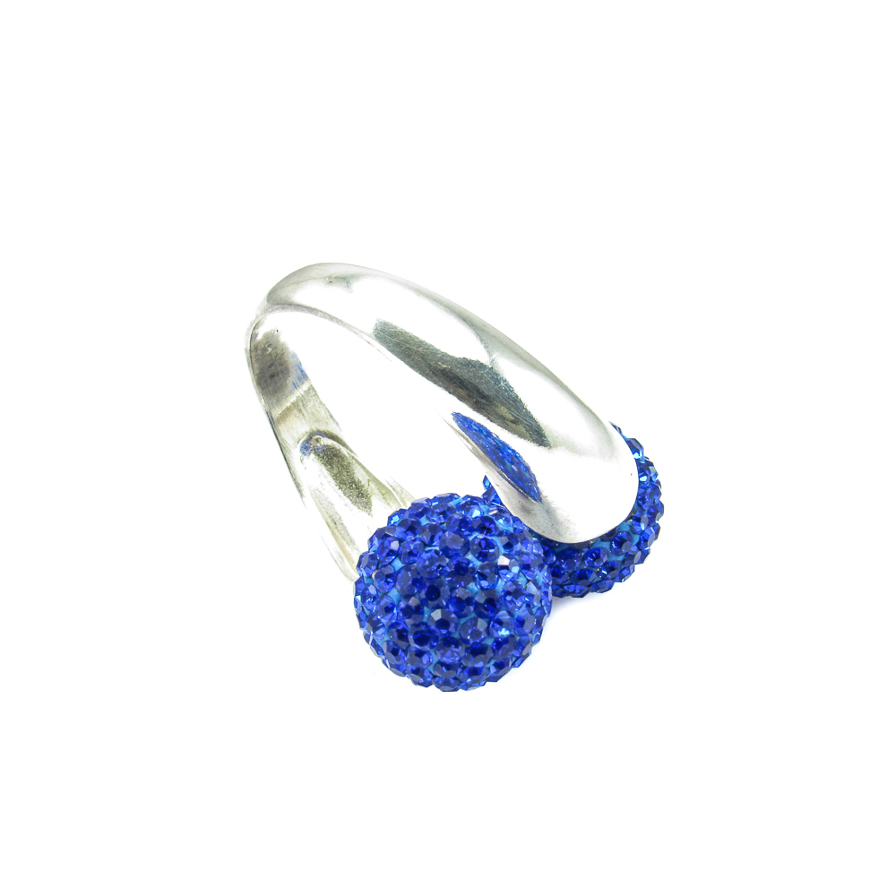 Sortija de Plata de Ley con bolas de cristal Azules 2