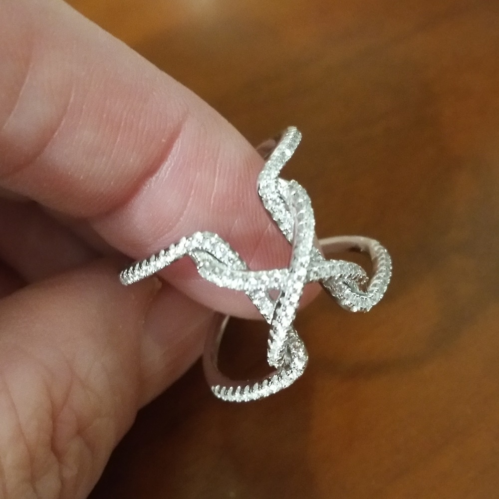 Anillo en Plata rodiada con Circonitas micro para mujer 3