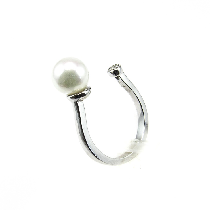 Anillo para mujer abierto de Plata rodiada con Perla y Circonita