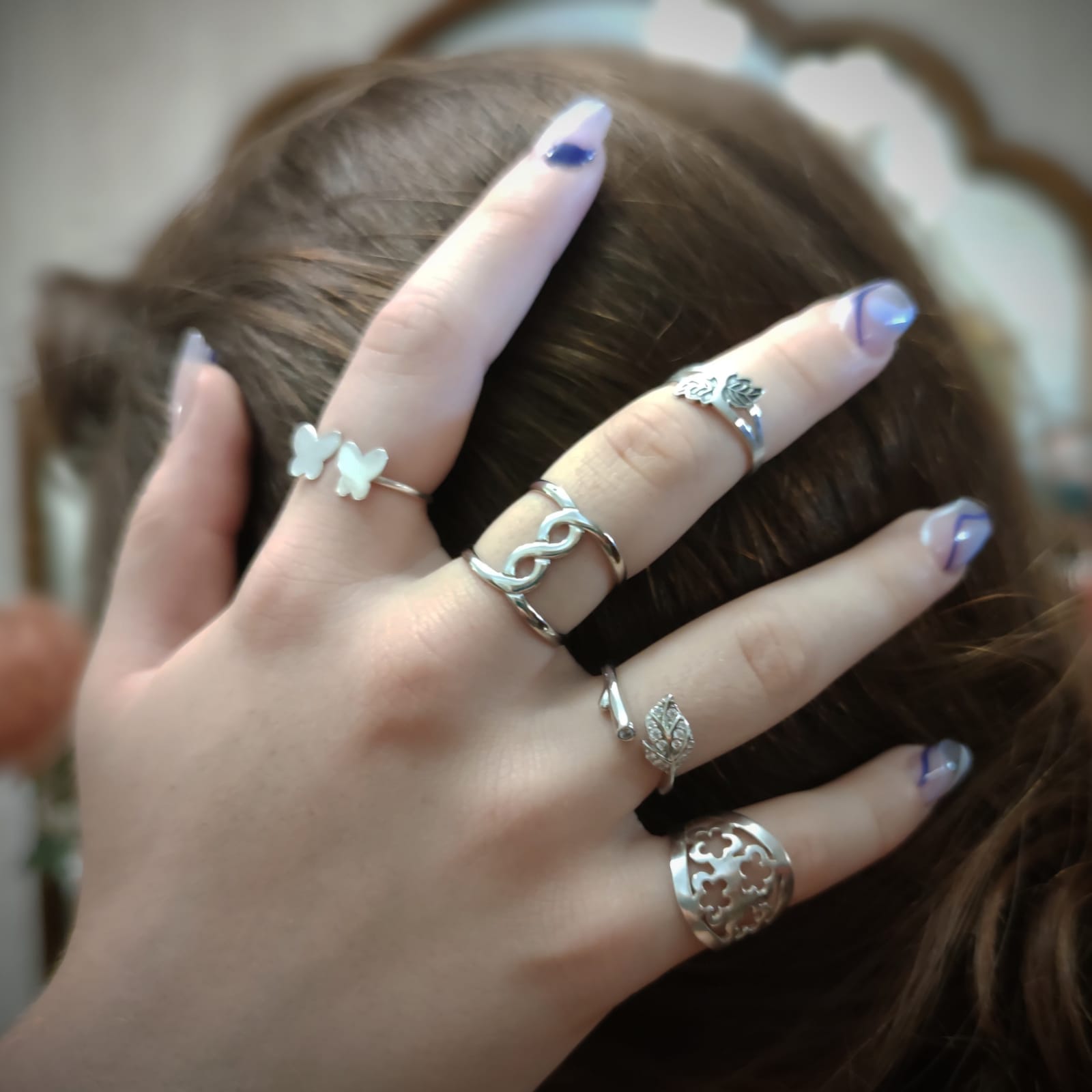 Anillo de Plata de ley hojas oxidadas para mujer 3