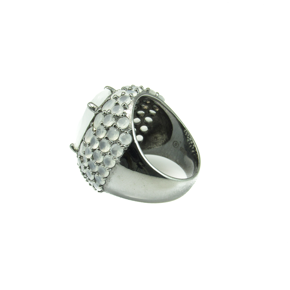 Sortija de Plata y Rutenio negro con cristal blanco 2