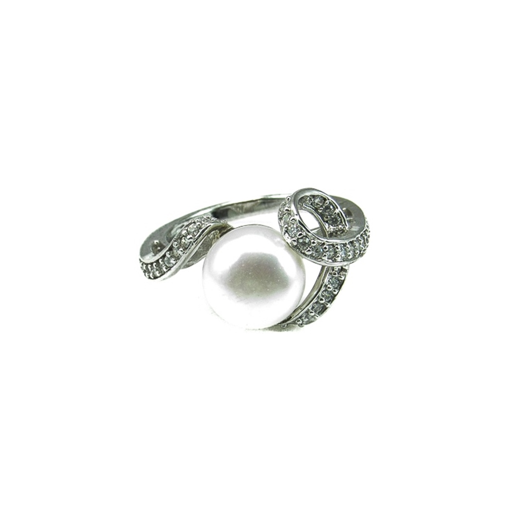 Sortija Plata rodiada con Perla cultivada y Circonitas 3