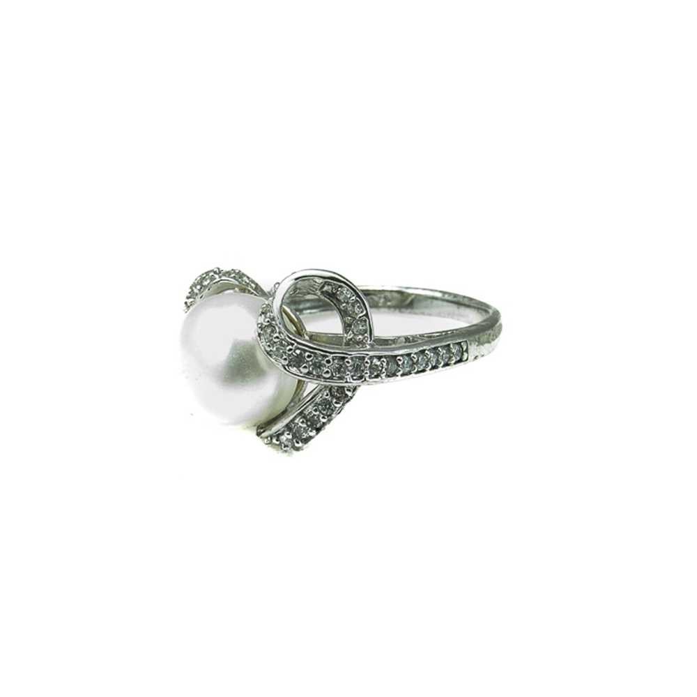 Sortija Plata rodiada con Perla cultivada y Circonitas 4