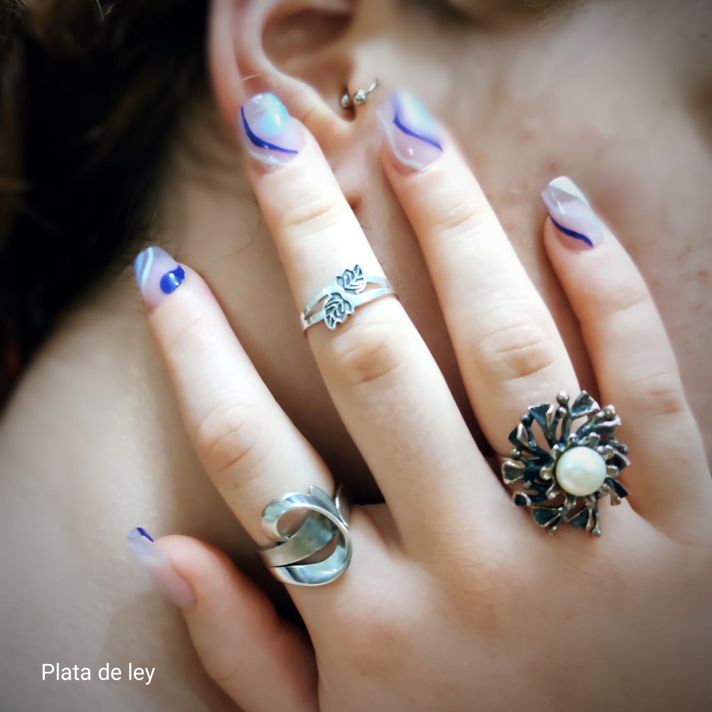 Anillo Plata rodiada brillo y satinado 5