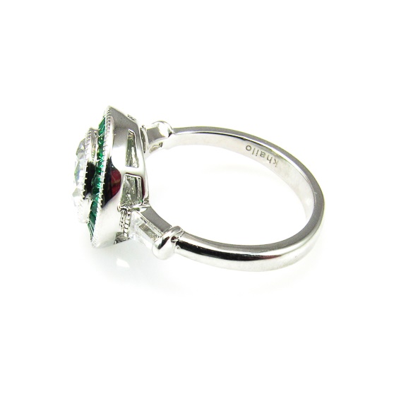 Anillo mujer de Plata rodiada con Circonitas blancas y verdes 1