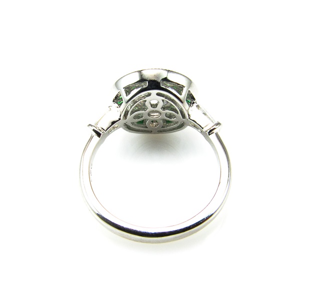 Anillo mujer de Plata rodiada con Circonitas blancas y verdes 2