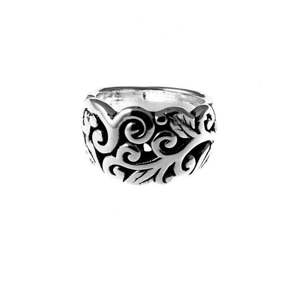 Anillo figuras hojas de Plata de ley envejecida