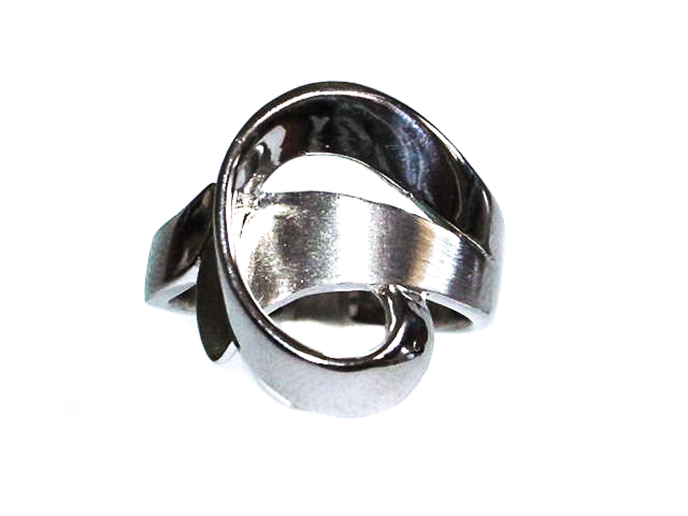 Anillo Plata rodiada brillo y satinado