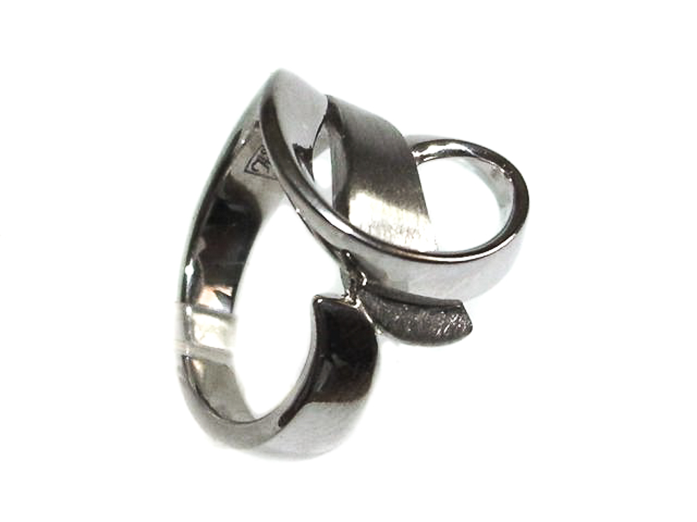 Anillo Plata rodiada brillo y satinado 2