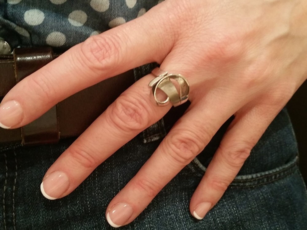 Anillo Plata rodiada brillo y satinado 3