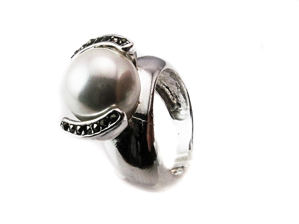 Sortija de Plata con Perla y Marquesitas