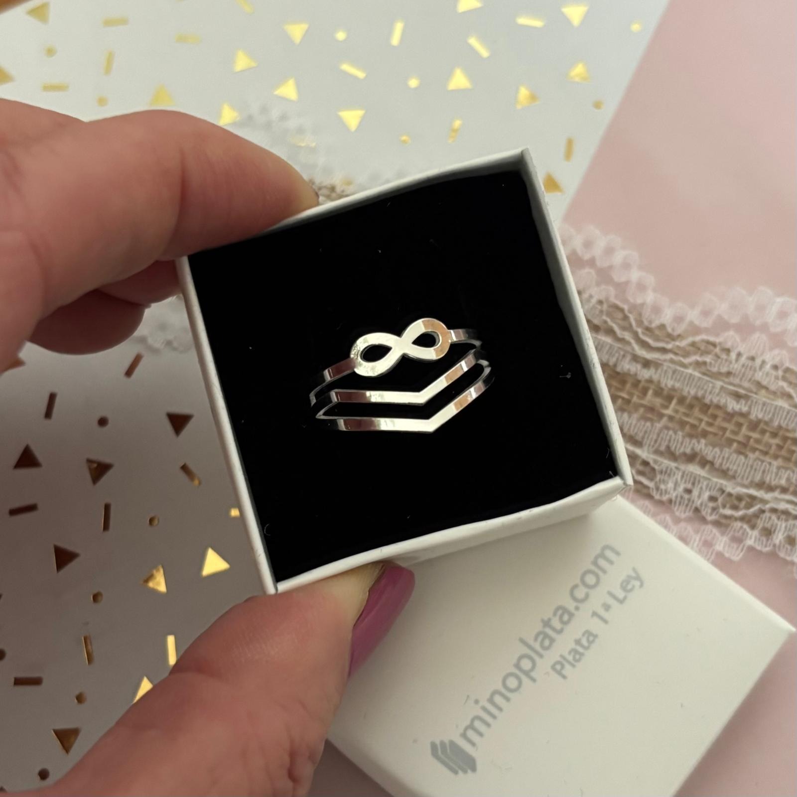 Anillo infinito bandas de Plata de ley para mujer 4