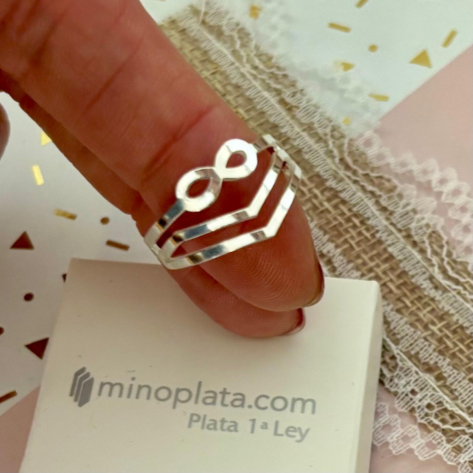 Anillo infinito bandas de Plata de ley para mujer_1