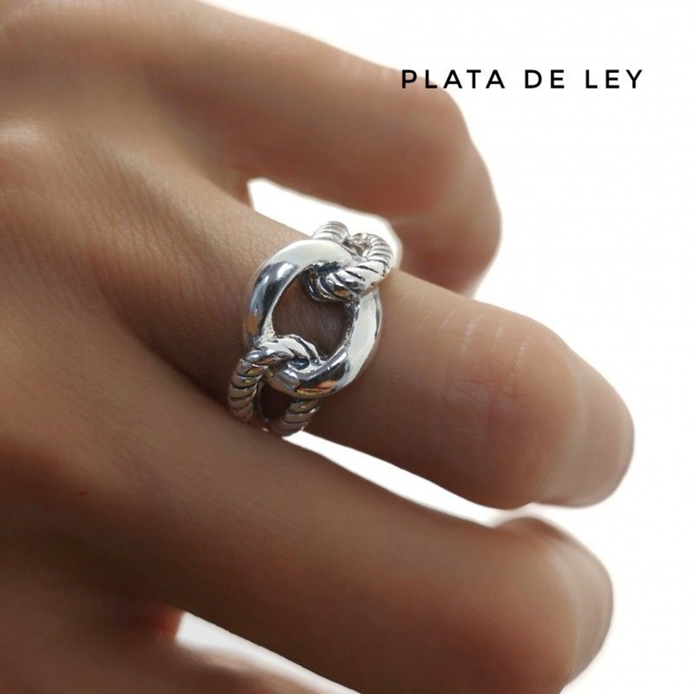 Anillo entrelazado de Plata de ley envejecida 1
