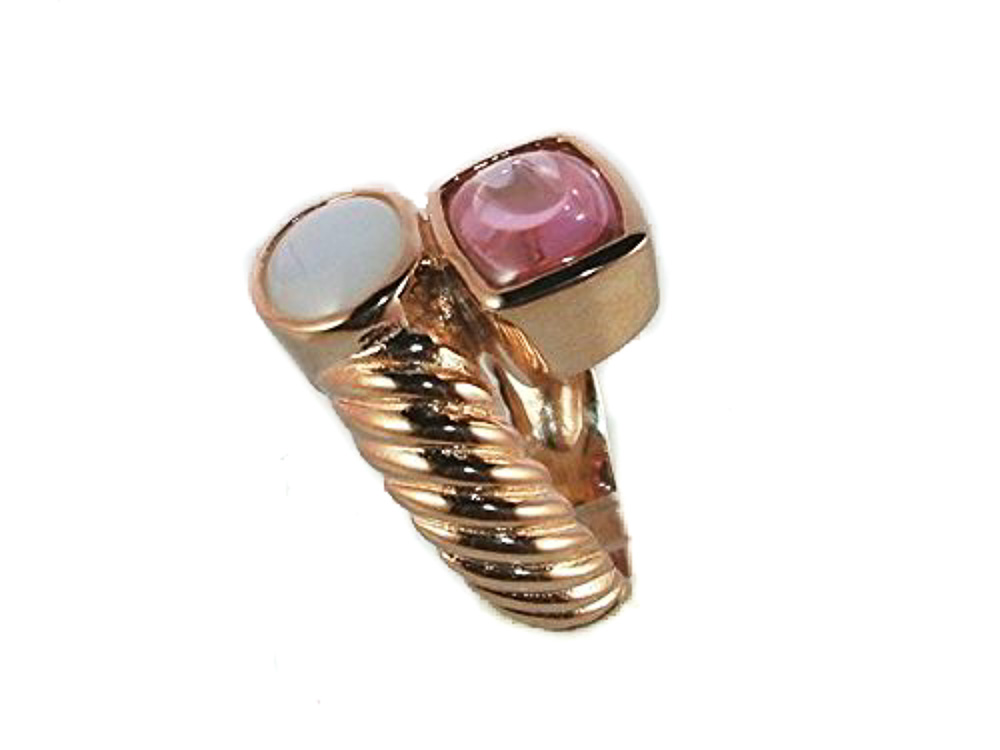 Sortija de Plata rosa con piedras blanco y rosa 1