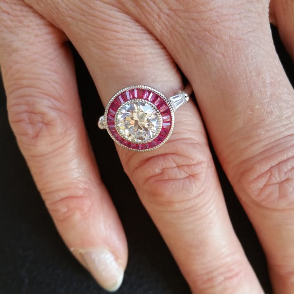 Anillo de mujer en Plata rodiada y Circonitas blancas y fucsias 3