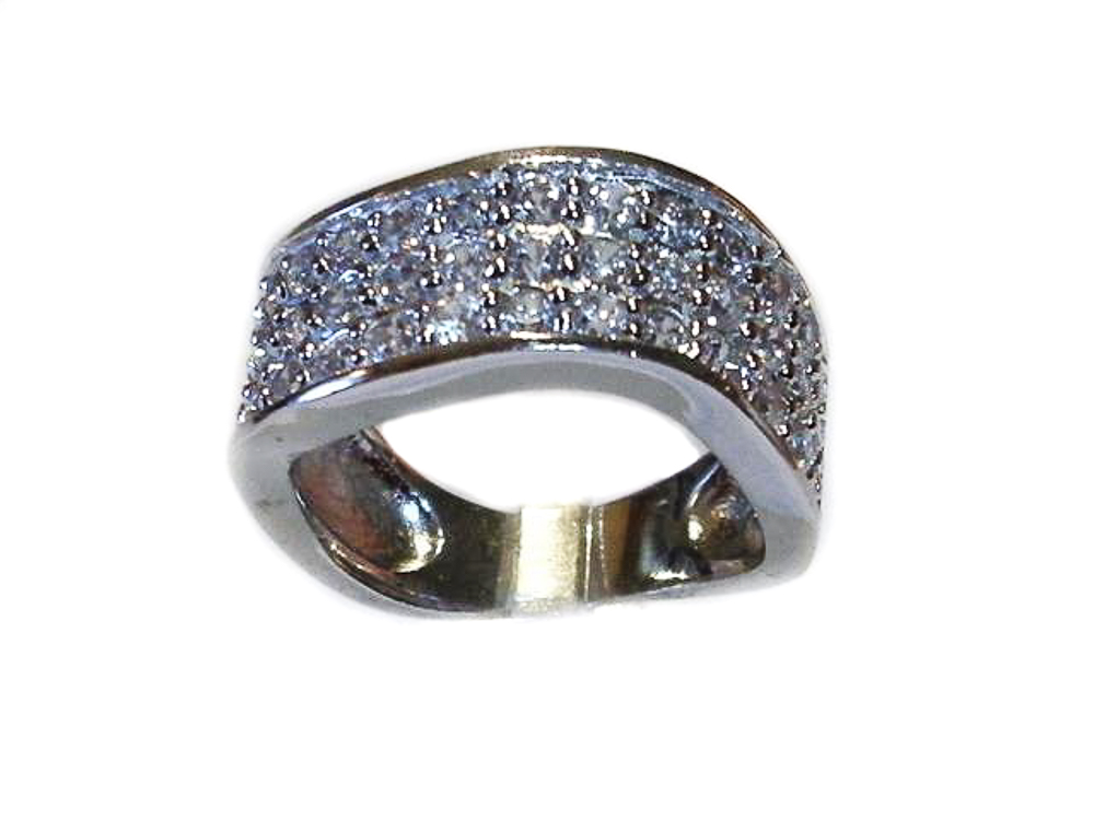 Anillo Ondas de Plata rodiada con Circonitas blancas