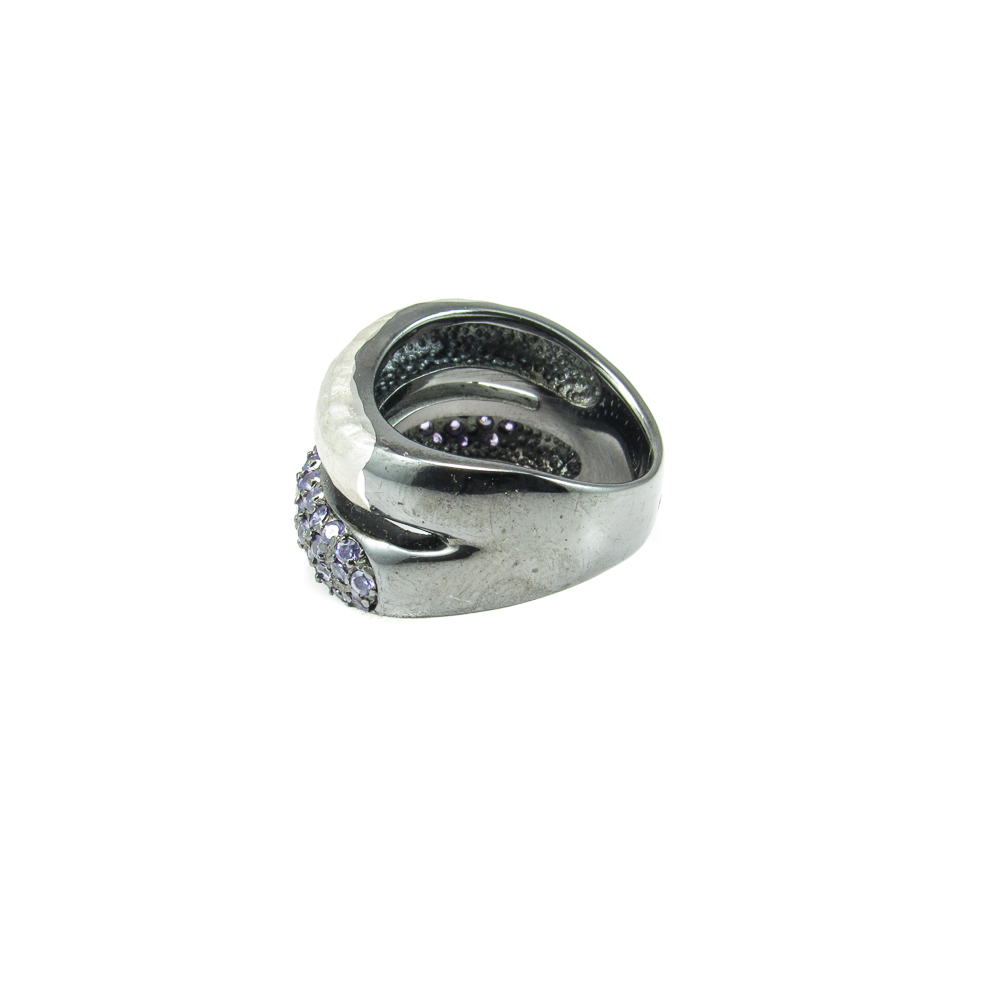 Anillo de Plata con Rutenio y Circonitas moradas 3