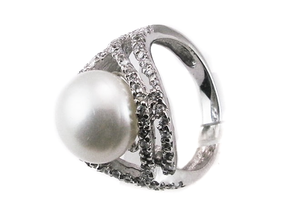 Anillo en Plata de Ley rodiada con Perla y Circonitas 1