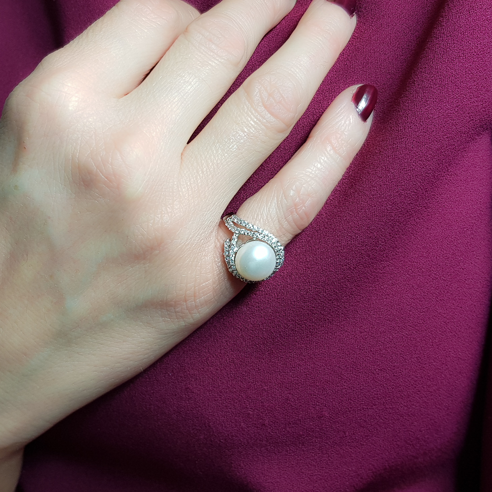 Anillo en Plata de Ley rodiada con Perla y Circonitas 2