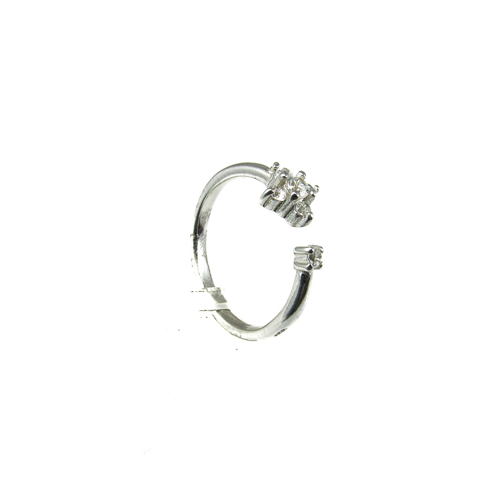 Anillo abierto flor de Plata rodiada con Circonitas