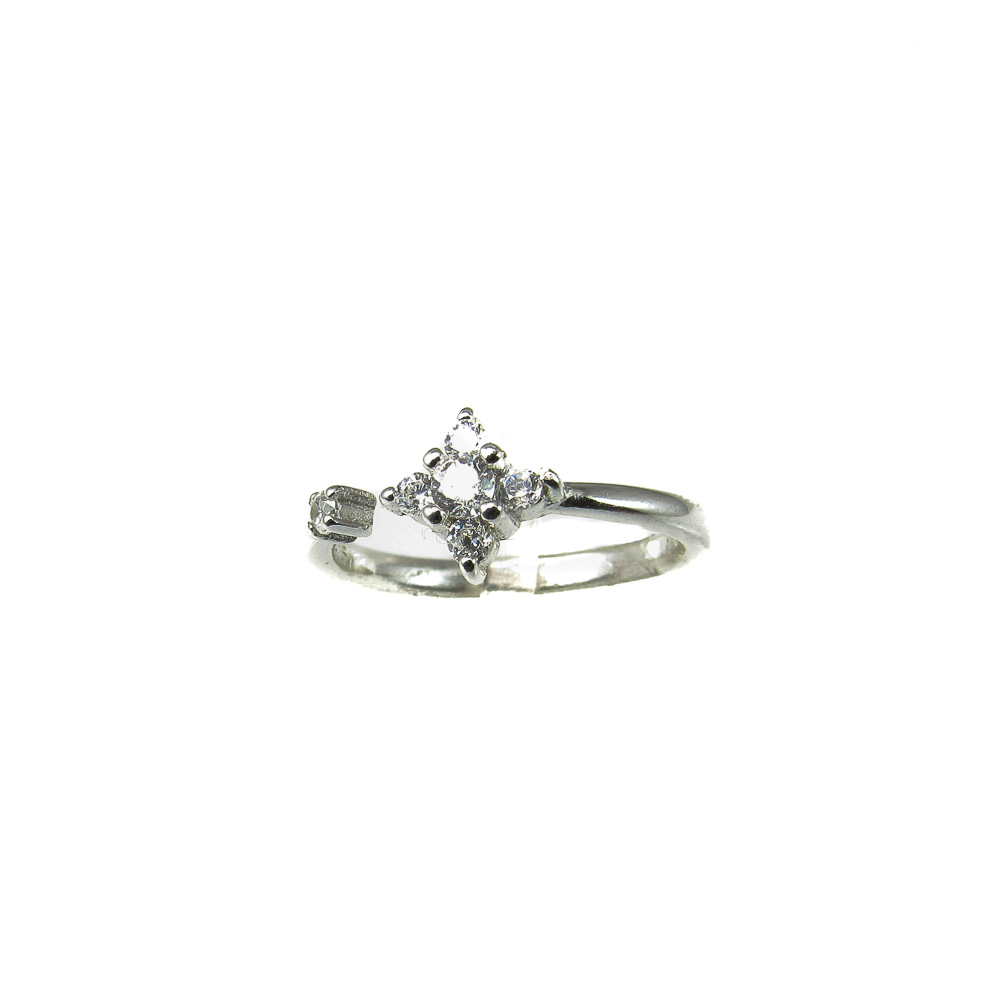 Anillo abierto flor de Plata rodiada con Circonitas 1