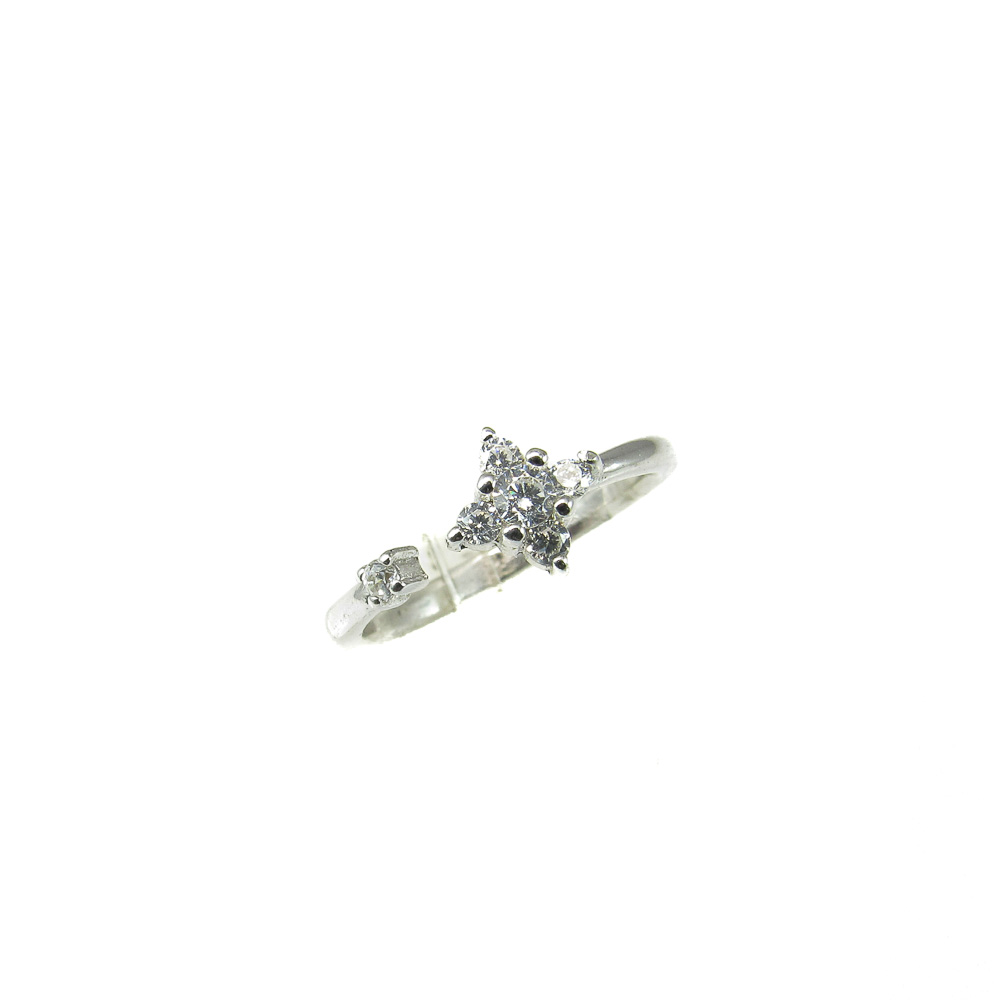 Anillo abierto flor de Plata rodiada con Circonitas 2