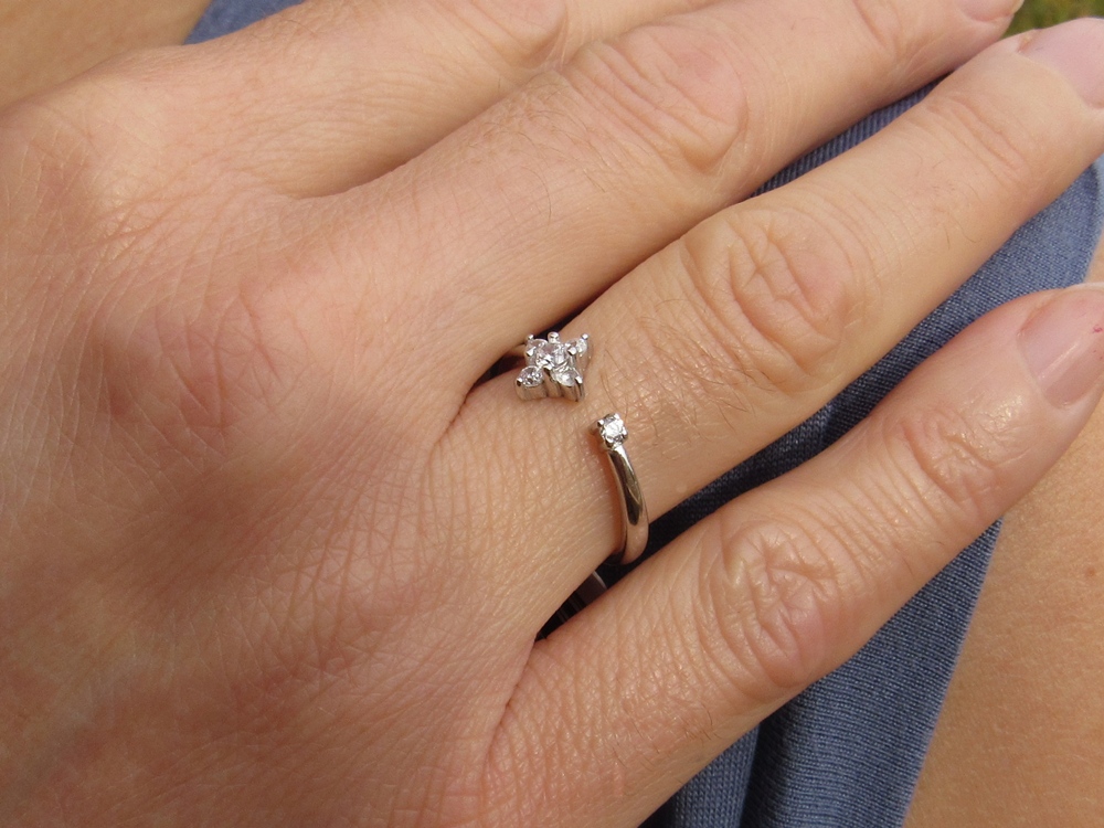 Anillo abierto flor de Plata rodiada con Circonitas 3