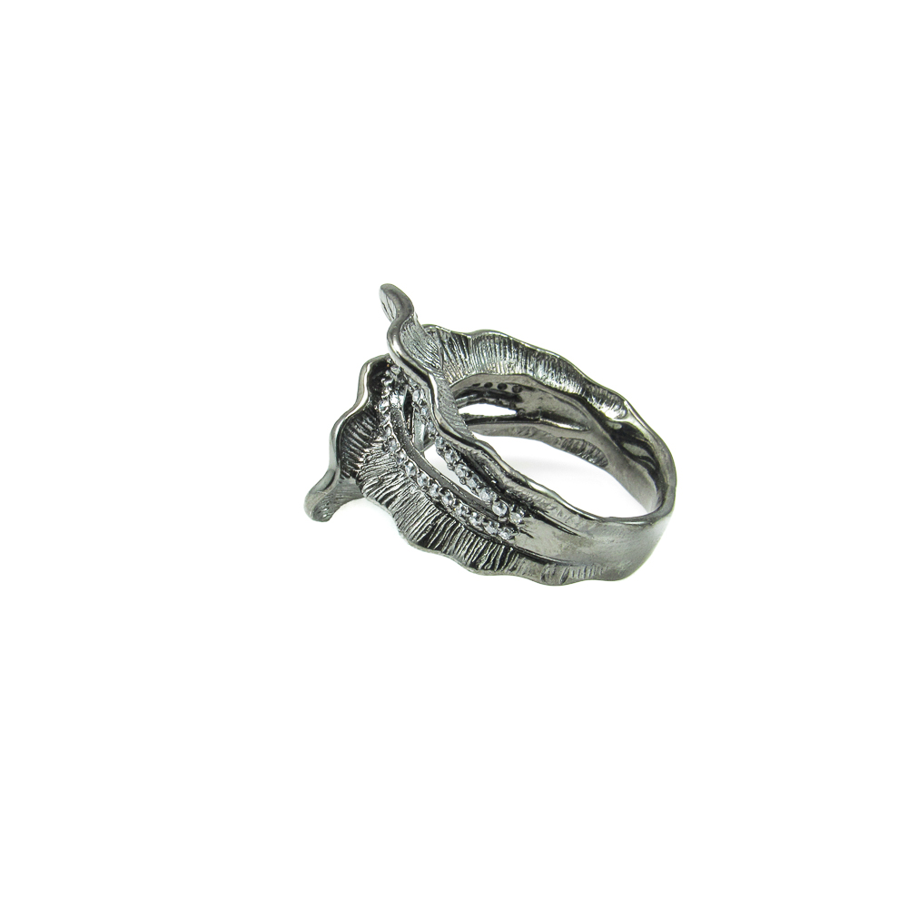Anillo de Plata de ley en rutenio negro con Circonitas 3