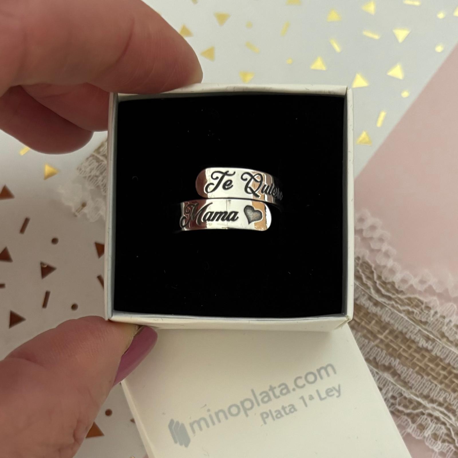 Anillo cruzado de Plata de ley Te quiero mamá 4