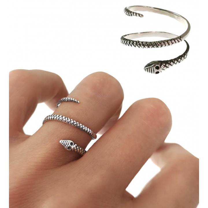 Anillo serpiente fina de Plata de ley vieja 1