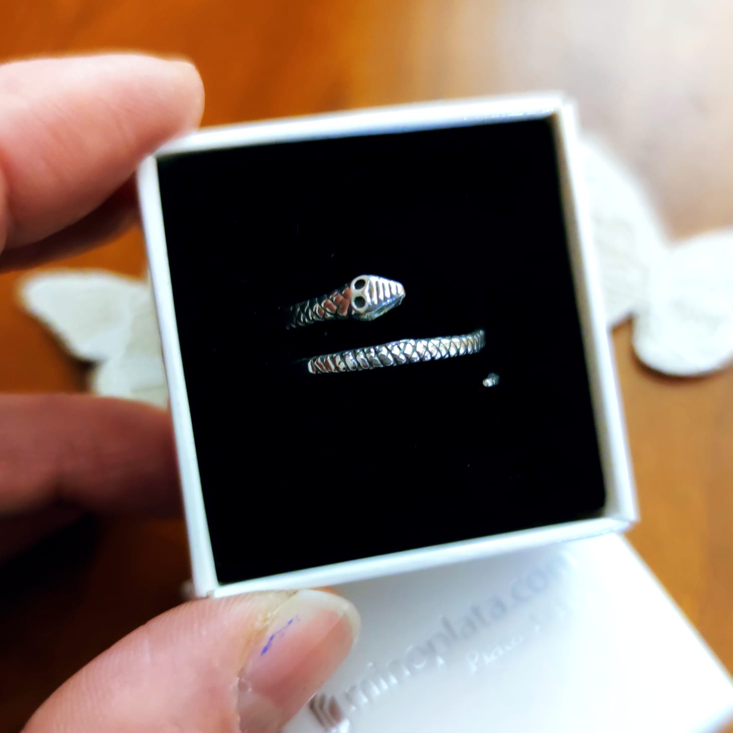 Anillo serpiente fina de Plata de ley vieja 4