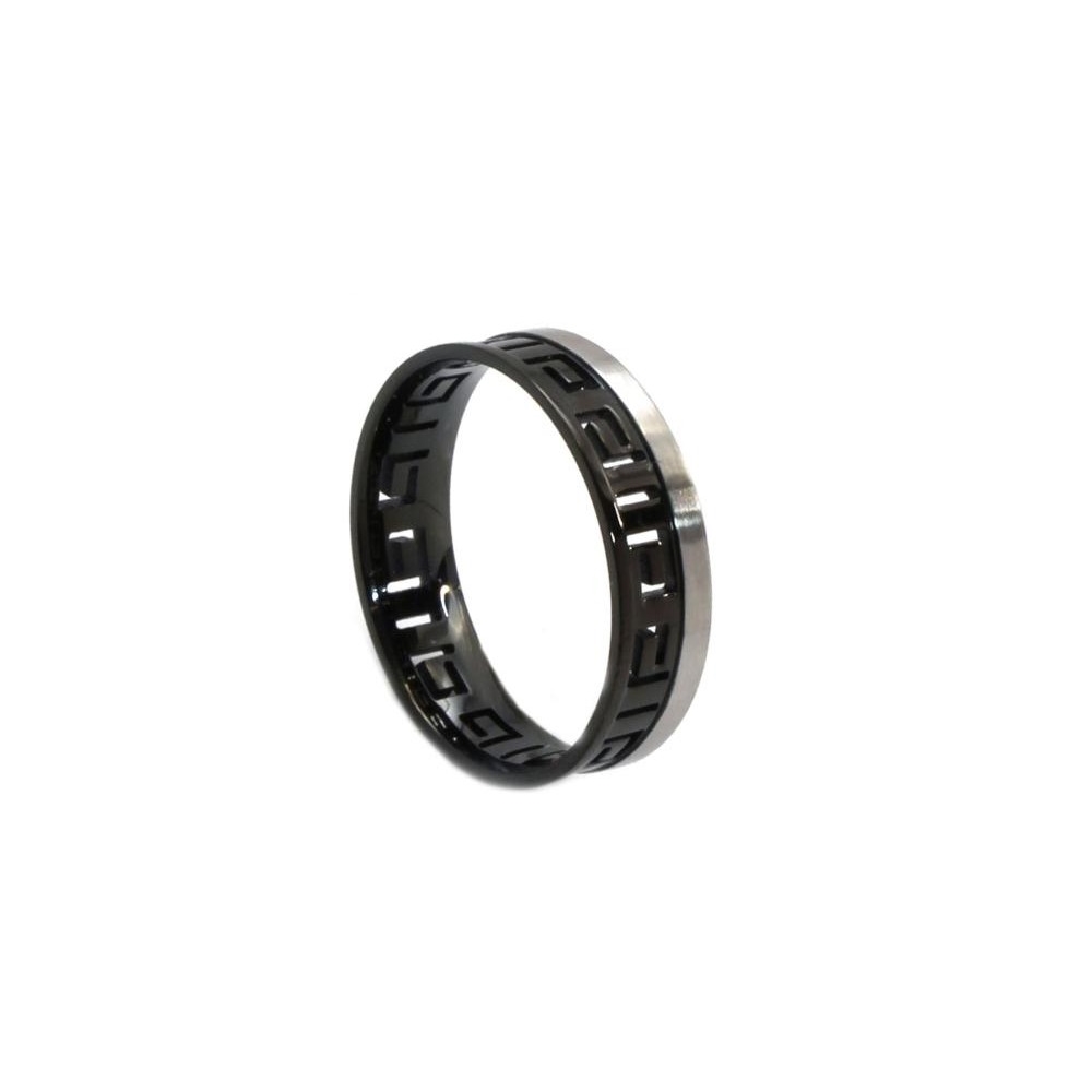 Anillo unisex de Acero mate y greca negra