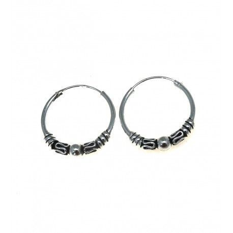 Pendientes Aros bali de Plata de ley envejecida 19 Mm.