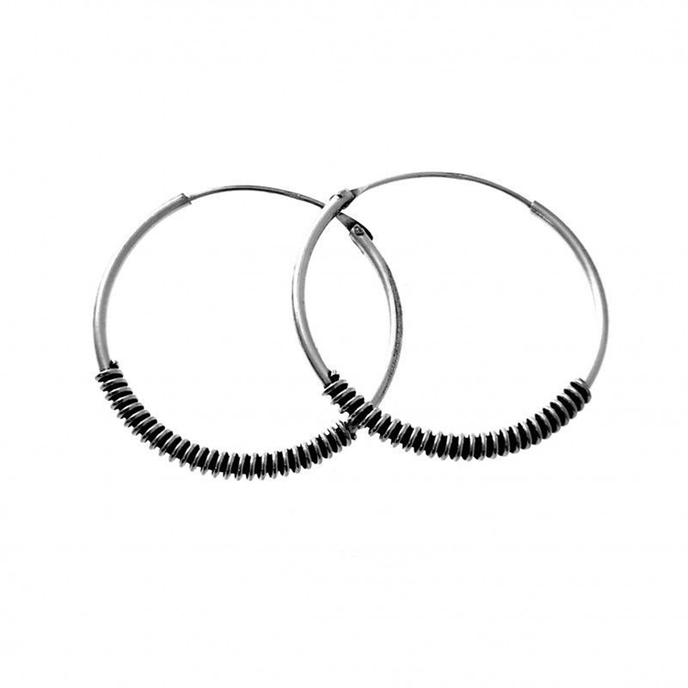Aros bali de Plata de ley envejecida 25 Mm.
