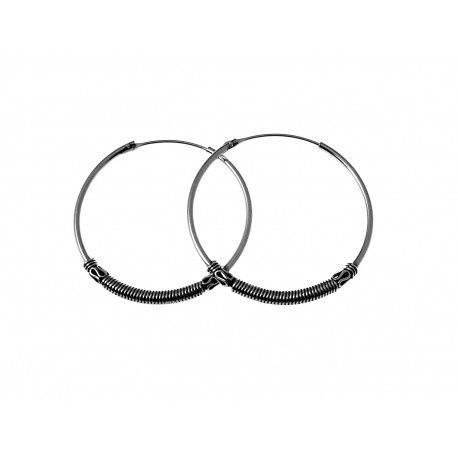 Pendientes aros Bali con motivos de Plata vieja 29 Mm.